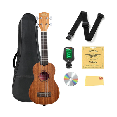 Kala KA-15S Satin Mahogany Soprano Ukulele Bundle