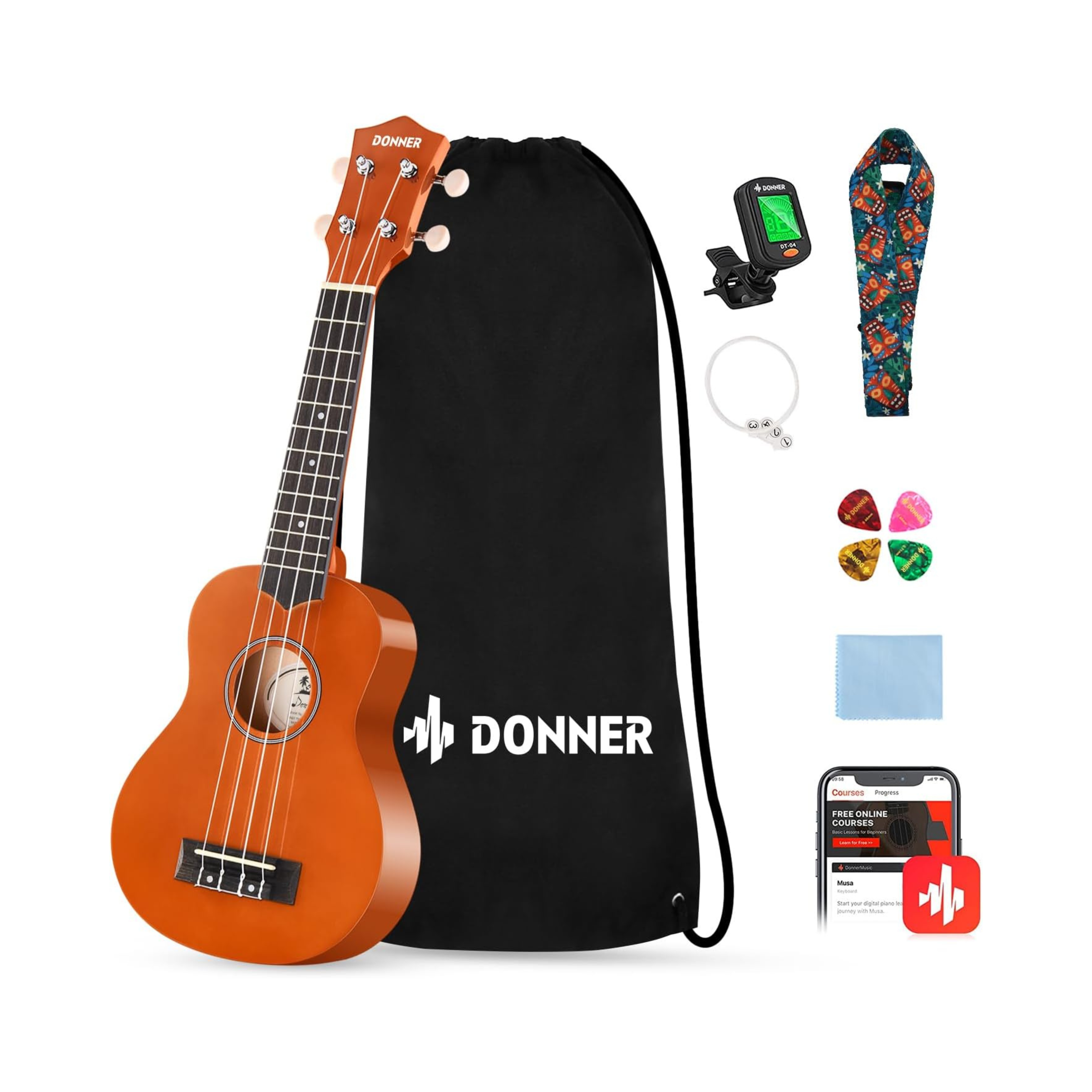 Donner Soprano Ukulele for Beginners